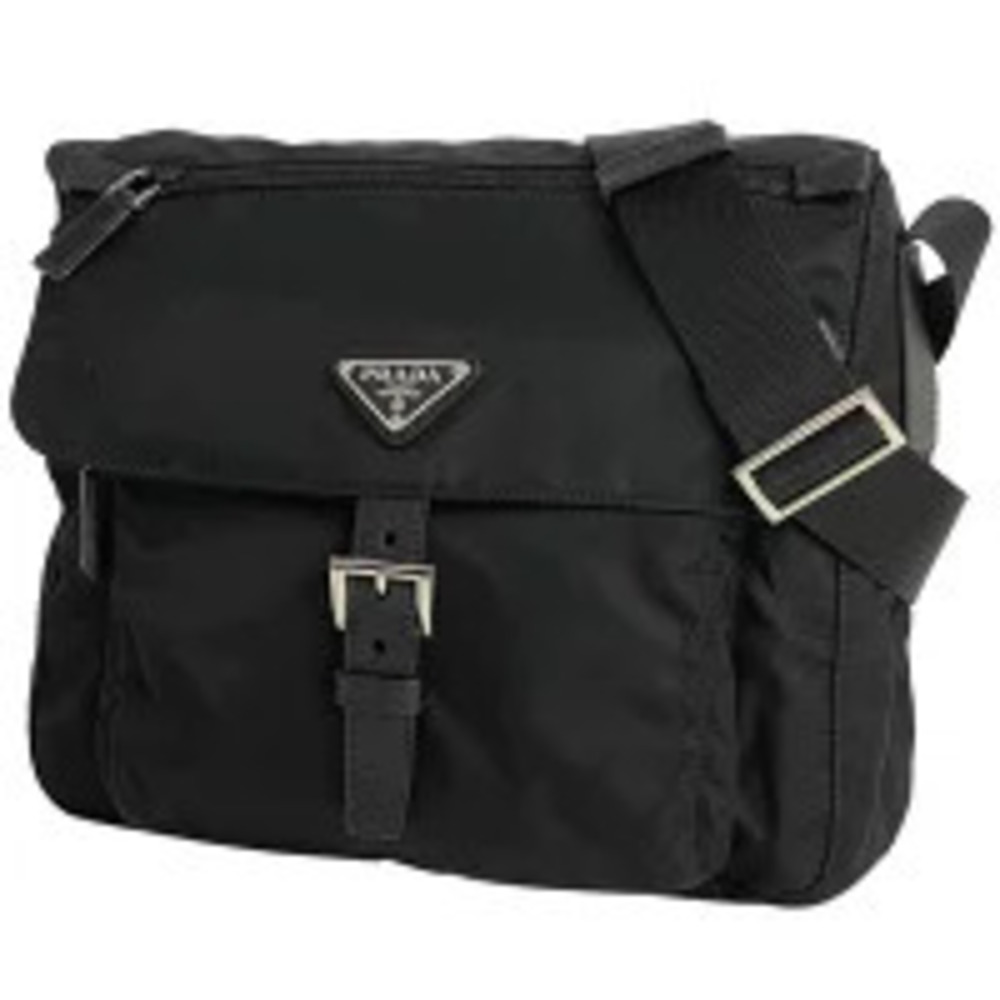 Prada Plate Shoulder Bag Crossbody Nero Black